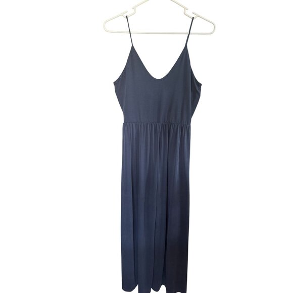 Sienna Sky Slate Blue Spaghetti Strap Wide Leg Cropped Jumpsuit‎ Size M Side tie - Picture 8 of 12